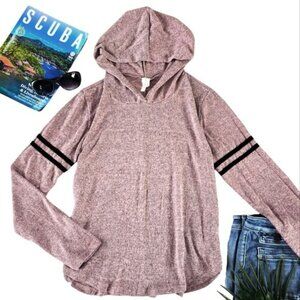 Women’s Long Sleeve Hooded Top Pink Size Medium Pullover Lightweight Hoodie Fall